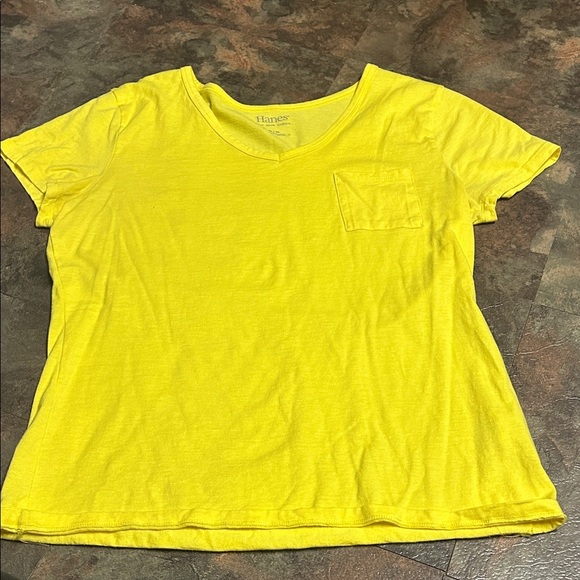 Hanes Bright Yellow Tee with Pocket - Picture 1 of 3